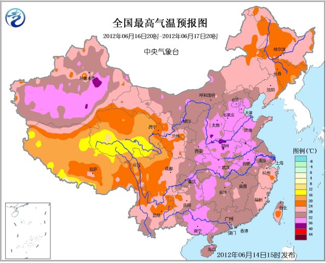 后天全国最高气温预报图